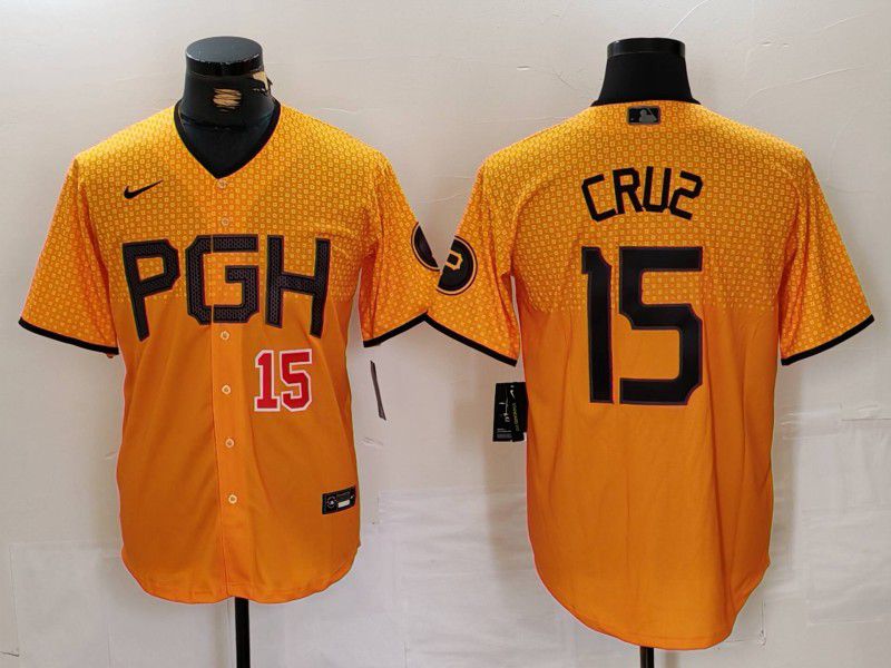 Men Pittsburgh Pirates #15 Cruz Yellow City Edition 2024 Nike MLB Jersey style 3->pittsburgh pirates->MLB Jersey